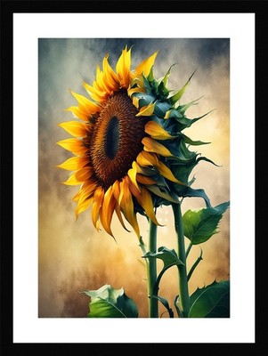 Dramatische Sonnenblumen gerahmtes Wandbild Poster Leinwanddruck Bild