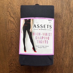 Spanx Assets Tights High Waist Tummy Shaping Size 5 Black 182B Womens