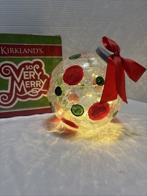 Kirkland s So Very Merry Clear Ball with String Lights- Red And Green Poka Dots