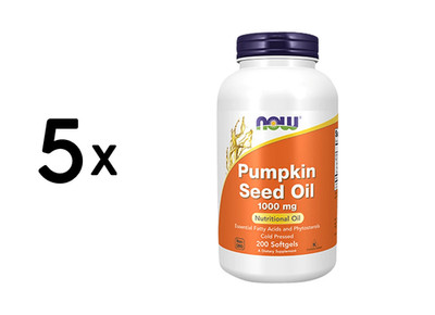 5 x Now Foods Pumpkin Seed Oil 1000 mg (200 softgels) (96,59 EUR/kg)
