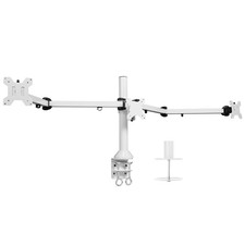 VIVO White Triple Monitor Desk Mount, Adjustable Stand, Fits 3 Screens up to 32"