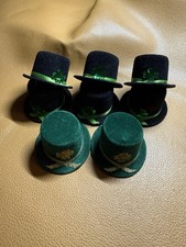 Lot of 6 Mini St. Patrick s Day Top Hats Black Green Shamrock Decorations