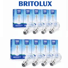 10X 100 Watt Warm/Cool/ Halogen Bulb Globe Standard Bayonet Light B22 Bulbs GLS