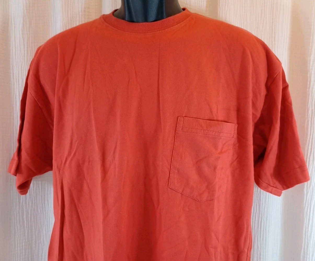 FILA T shirt uomo Savile Row arancione con tasca taglia L manica corta 100% cotone