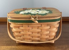 Longaberger 1996 Vintage Small Purse  Protector Basket Toggle Handpainted Tole