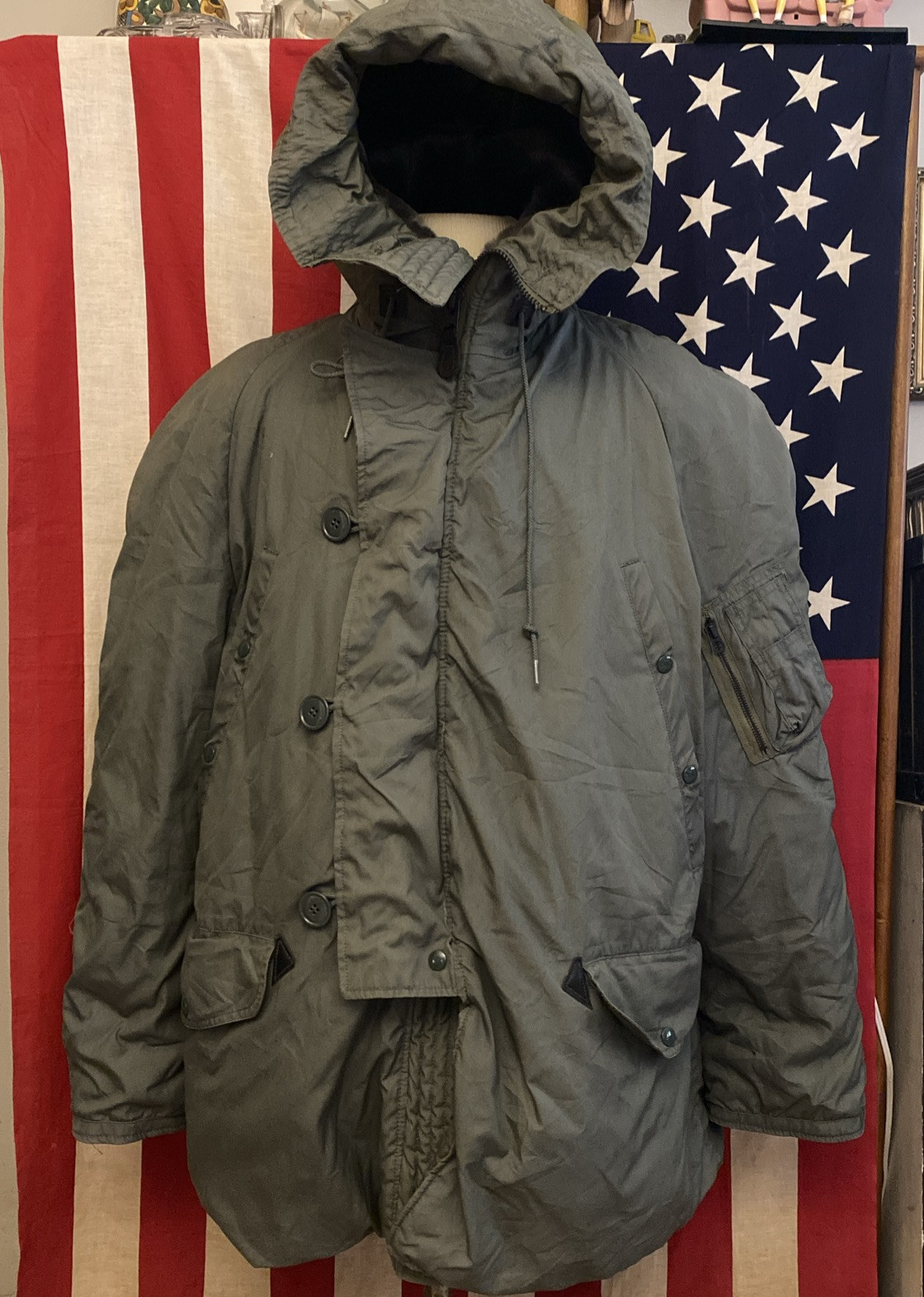 【BLACK MILITARY Vol.3】 B-3 VINTAGE Vintage Army Green Black Leather Canvas Tactical Jump Combat