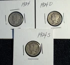 Mercury Dime lot  1924 P-D-S   Lot of 3  (.99 cent start NR)