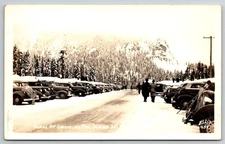 Snoqualmie Pass Winter Sports Area Ski Season Washington State Old Cars RPPC