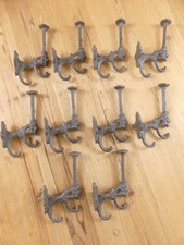 10 Rustic Cast Iron Coat Bath Hooks Ornate Victorian Large Hall Tree Wall Towel