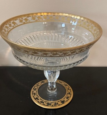 Unused Saint Louis  Crystal Callot Footed Compote Fruit Bowl