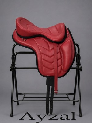 Red Treeless Free max Horse Saddle Lightweight Barefoot Riding Saddle
