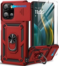Moto G 2025/2026 Case with Screen Protector, Slide Camera Cover Ring Stand - R