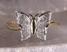Diamond Butterfly Ring 10K Yellow Gold Size 10