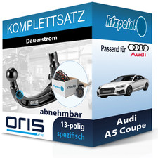 Für Audi A5 Coupe 06.2016- ORIS Anhängerkupplung abnehmbar + 13polig E-Satz neu