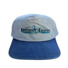 Vintage Lancaster Farming Snapback Hat Beige Blue Adjustable Cotton San Sun Cap