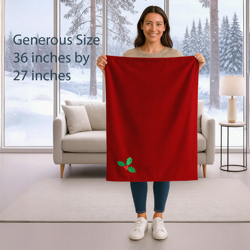 Weihnachtsmann Spielzeug Tasche reich rot Velours 36" x 27" Kordelzug Weihnachten Beutel mit Stechpalme - Bild 5 von 6