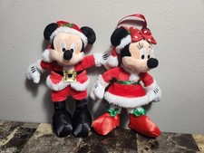 Disney Parks Santa  Mrs Claus Mickey Minnie Plush Christmas Ornaments