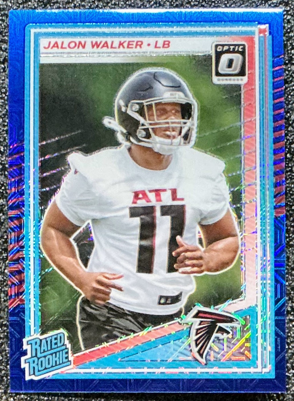 Jalon Walker 2025 Panini Donruss Optic #290 Blue Mojo Prizm /55 (RC) Falcons
