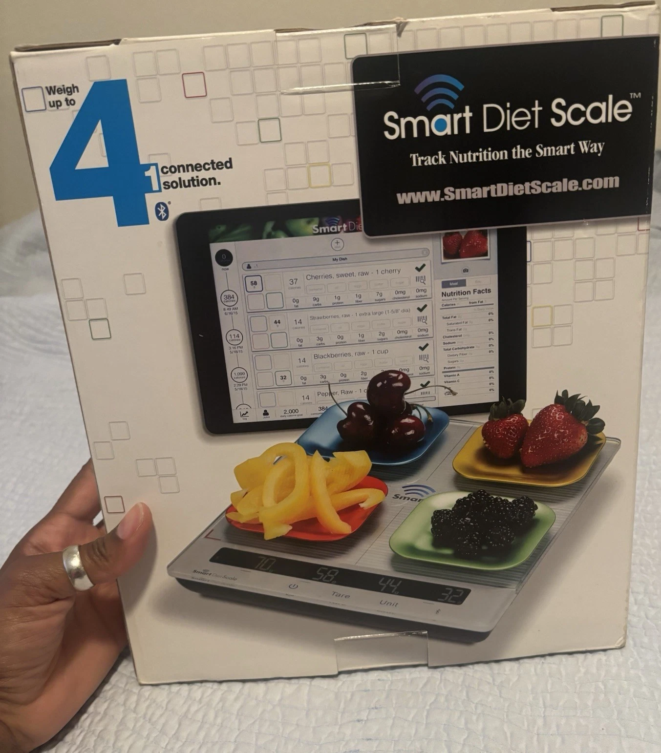 Smart Diet Scale Digital Kitchen Scale Bluetooth USB Nutrition Tracking Silver