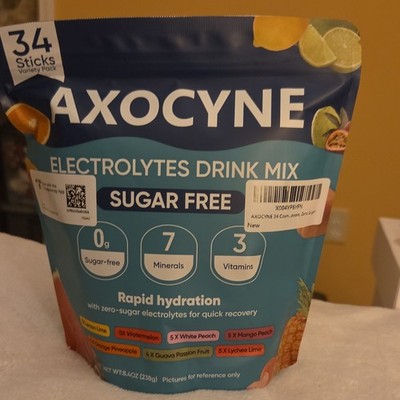 AXOCYNE Sugar-Free Electrolytes Drink Mix Variety Pack 34 Sticks 8.4 oz