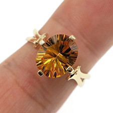 Classic 14k Solid Yellow Gold 3ct Fantasy Cut Natural Citrine Solitaire Ring Sz7