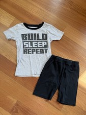 Carter's Boys 2 Pc Pajamas Size 7 Build Sleep Repeat Top  Shorts EUC