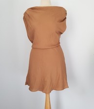 MNG Mango Caramel, Sash Neck, Dress - S