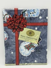 Sultan's Linens Vinyl Tablecloth Flannel  52” x 52" Christmas NEW