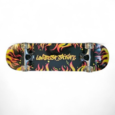 Unibest Skateboard 80x20cm Ahornholz Design rote Flammen ohne LED
