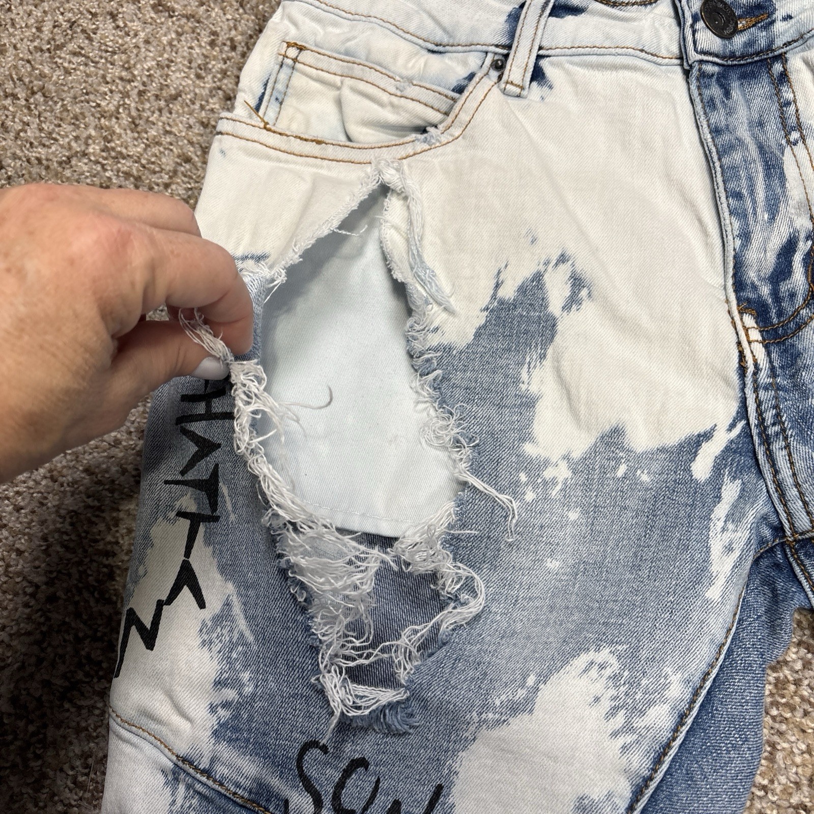 Crysp Distressed Skinny Jeans Men’s 32 X 30.5 Blue Stretch Denim Distressed - View 8