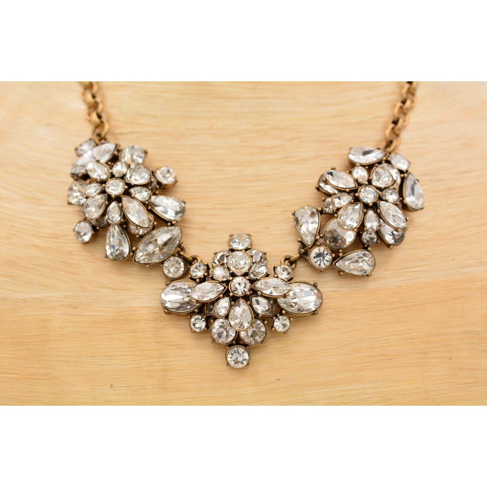J.Crew Statement Necklace Rhinestone Crystal Anti… - image 2