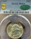 1947 Washington Quarter 25C PCGS MS63 Gem BU Silver Philadelphia Coin #1377