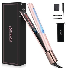 IG INGLAM Titanium Flat Iron Hair Straightener, Infrared Curling Iron 1 Inch,...