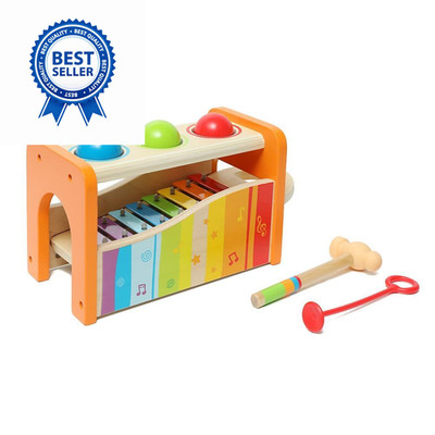 Hape Pound & Tap Bench with Slide Out Xylophone - Award One Size, Yellow