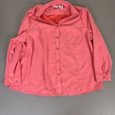 White Stag Button Down Shirt Top Plus Size 3X 22W/24W Woman Coral Pink Blouse