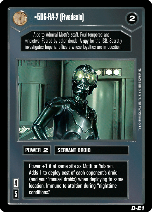 Star Wars CCG Limited Premiere BB M/NM 5D6-RA-7 (Fivedesix)