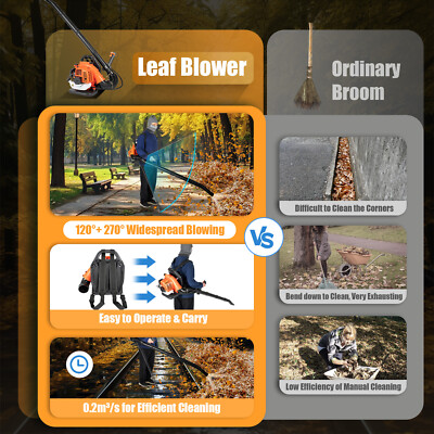 Commercial Gas Powered Grass Lawn Blower Backpack Leaf Blowing Machine 2 Stroke