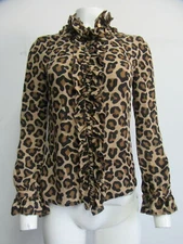 TORY BURCH leopard print blouse sz 2