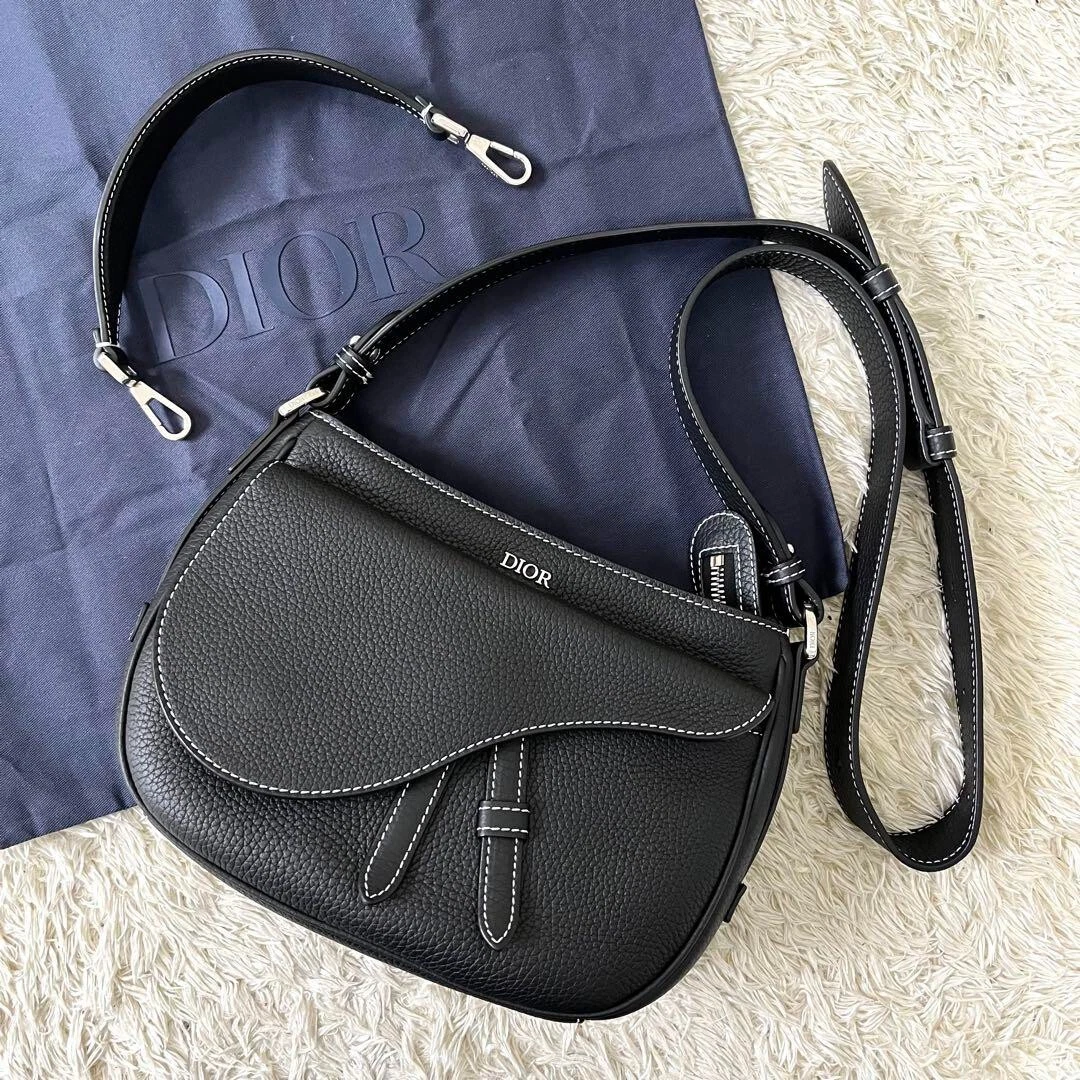 Sac bandoulière Christian Dior selle 2 voies cuir noir du Japon OCCASION