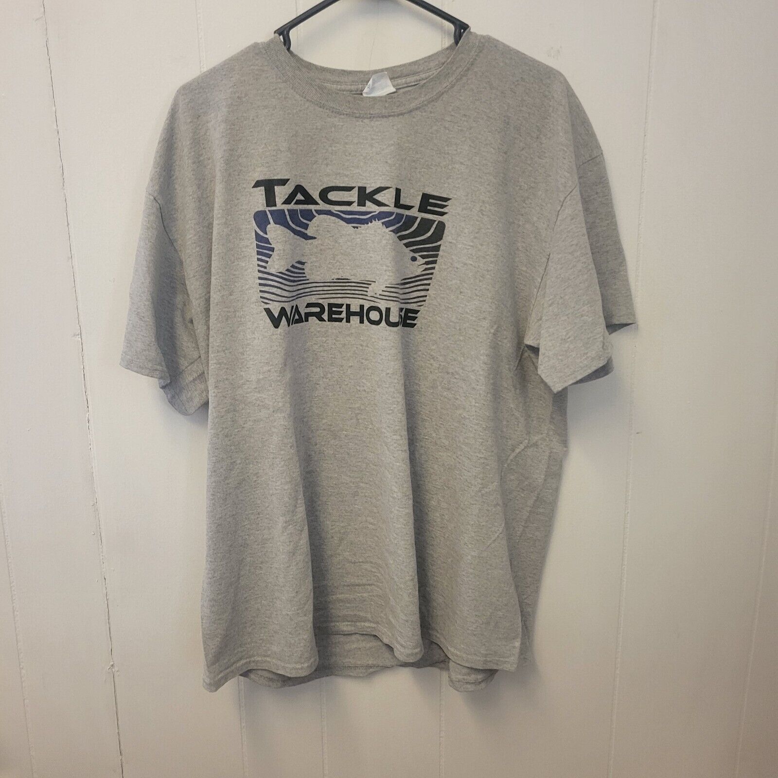 Tackle Warehouse T-Shirt XL Gray 90% Cotton 10% Polyester Fishing Baits Bass