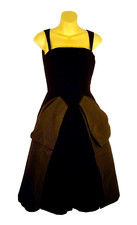 Vntg 1950s Party Prom Dress Mari for Lord & Taylor Black Velvet Fit Flare Sz 10
