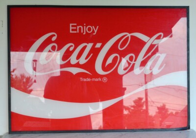 Large Vintage ENJOY COCA COLA Thick Plastic Lucite Sign 32.5