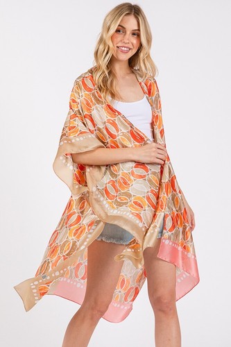 Do Everything in Love Sommer-Kimono zweifarbig Borte abstraktes Muster seidiges Gefühl - Bild 9 von 35