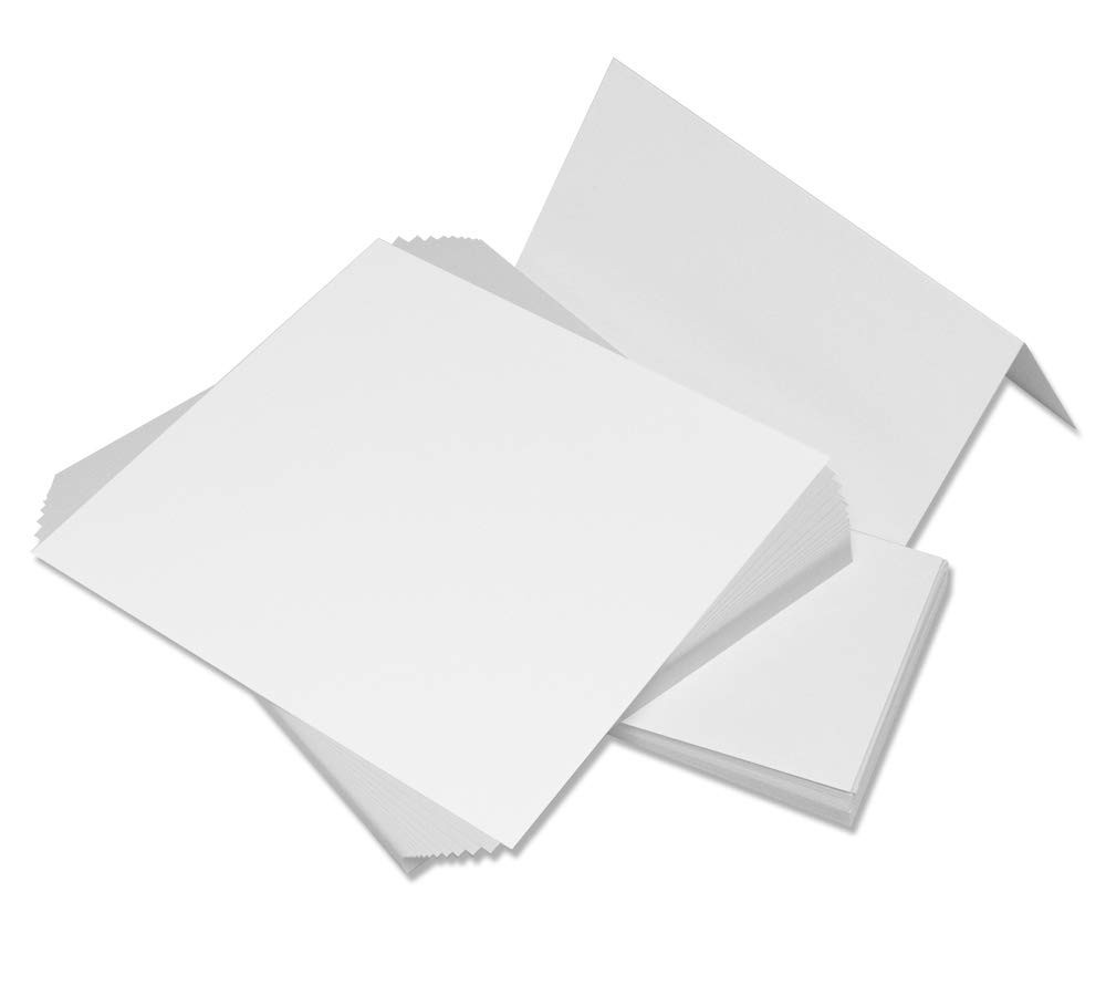 50 x DL WHITE BLANK CARDS 225gsm & ENVELOPES 120gsm CARD MAKING CRAFT PRE-SCORED