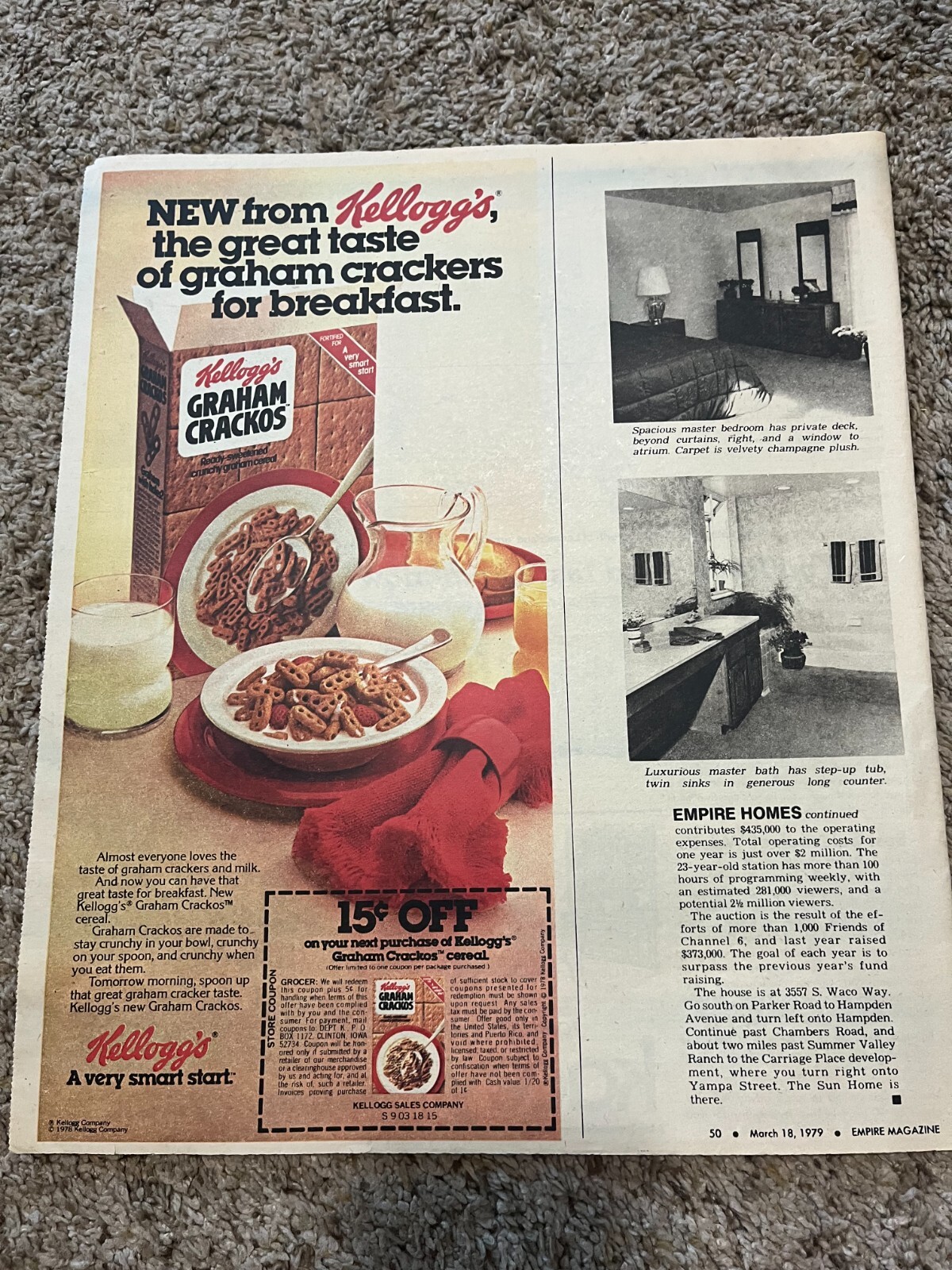 Vintage 1979 Kellogg’s Graham Crackos Cereal Newspaper Print Ad