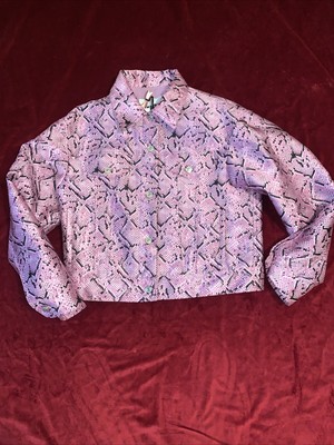 MSGM Purple Giubbino Snakeskin Print Jacket NWT