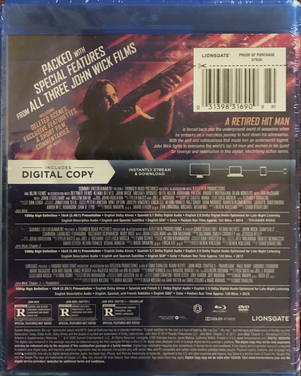 John Wick: Chapters 1-3 [New Blu-ray DVD Digital Copy NIB