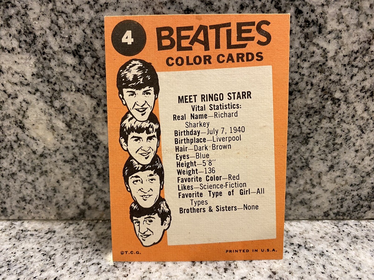 1964 Topps Beatles Color Cards Meet Ringo Starr #4 | eBay