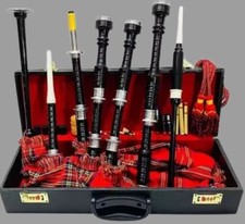 Great Highland Bagpipes - Silver Mounts  Scottish Bagpipes  Royal Stewart Tart