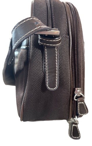 Liz Claiborne Crossbody Purse Brown Handbag With Baby Blue Liner Lots Of Pockets - Picture 12 of 24